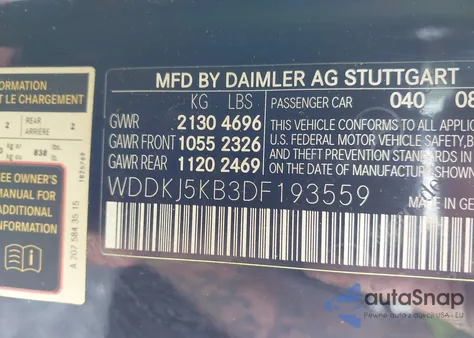 2013 Mercedes-Benz E 350 from USA, damaged, VIN WDDKJ5KB3DF193559